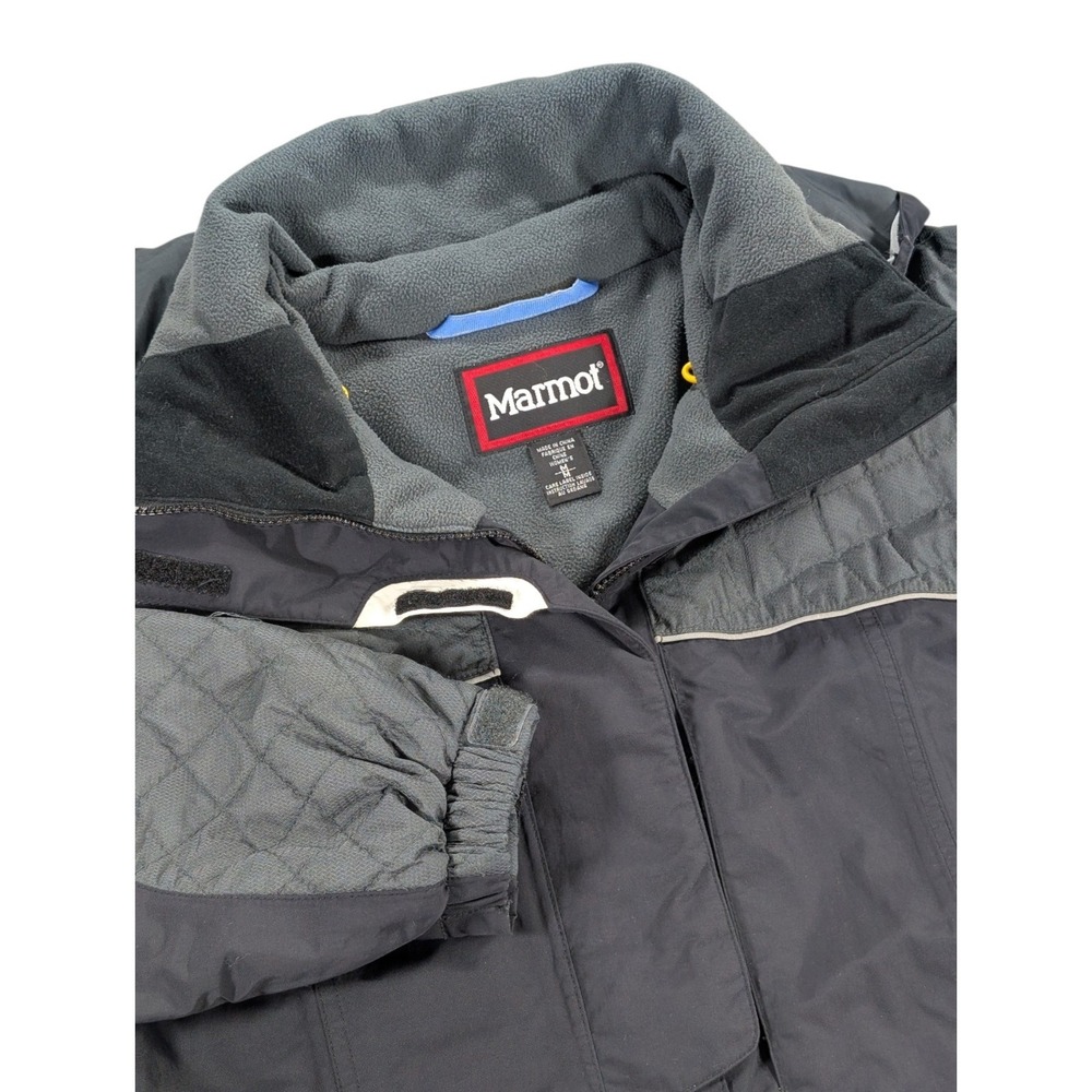 Marmot Ski Jacket Womens Medium Black Gray Insulated Hooded Fleece Lined Parka